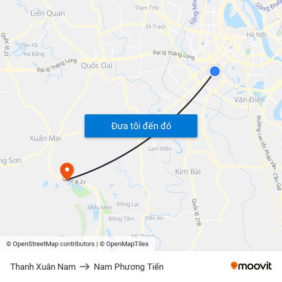 Thanh Xuân Nam to Nam Phương Tiến map