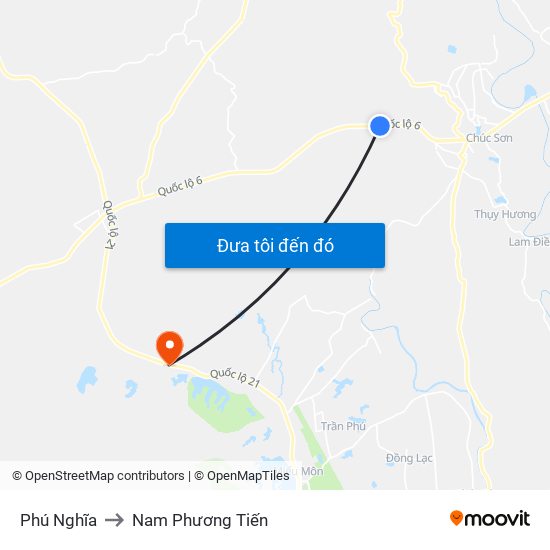 Phú Nghĩa to Nam Phương Tiến map