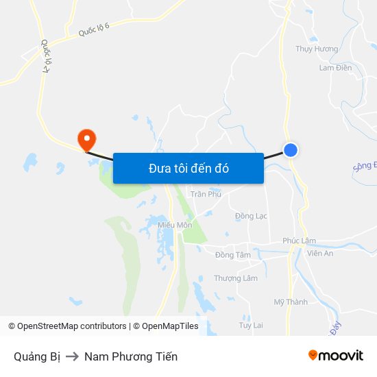 Quảng Bị to Nam Phương Tiến map