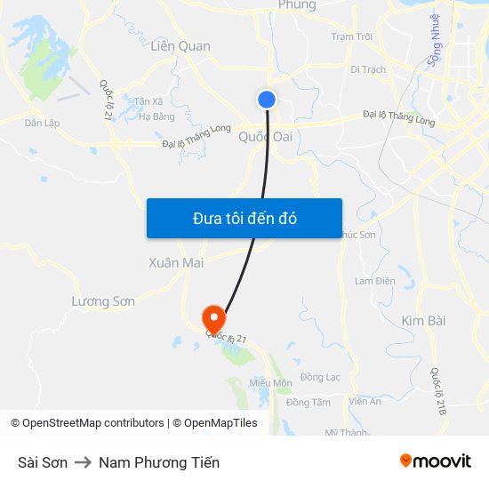 Sài Sơn to Nam Phương Tiến map