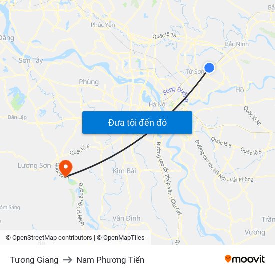 Tương Giang to Nam Phương Tiến map