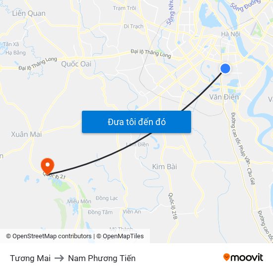 Tương Mai to Nam Phương Tiến map