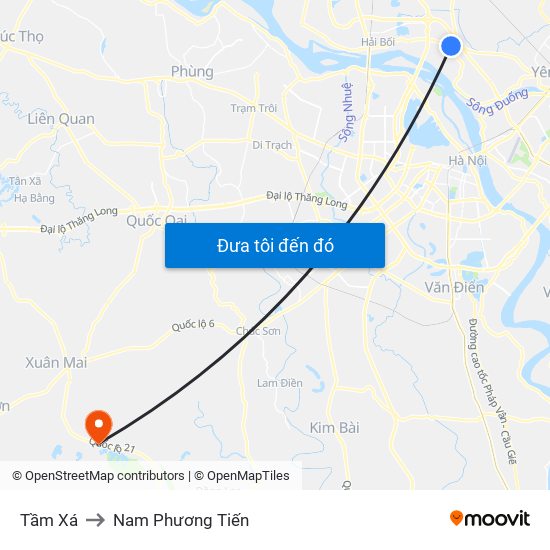 Tầm Xá to Nam Phương Tiến map