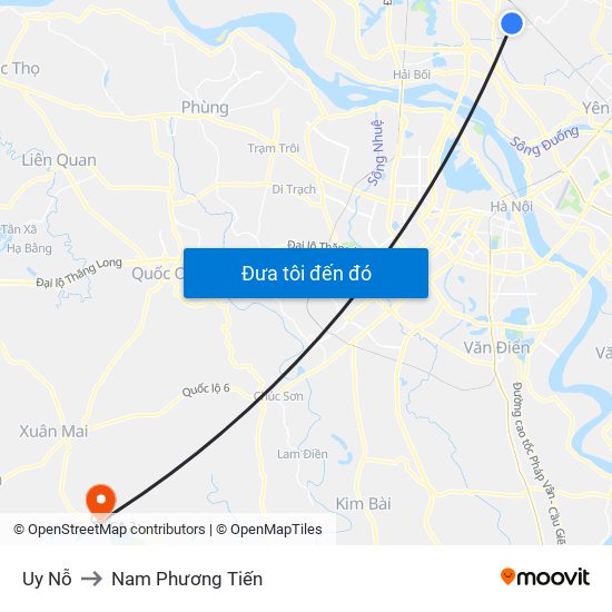 Uy Nỗ to Nam Phương Tiến map