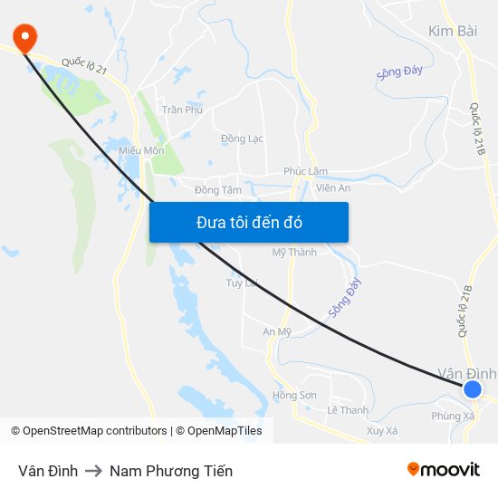 Vân Đình to Nam Phương Tiến map