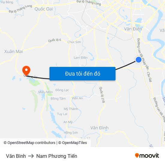 Văn Bình to Nam Phương Tiến map