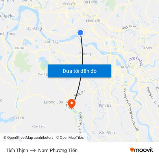 Tiến Thịnh to Nam Phương Tiến map