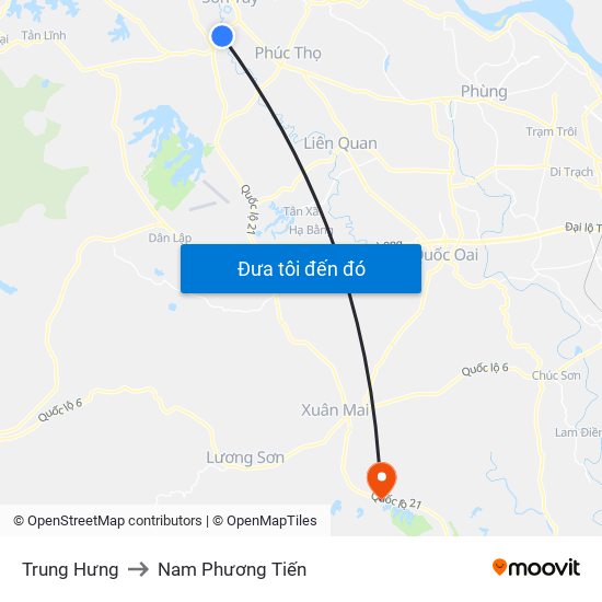 Trung Hưng to Nam Phương Tiến map