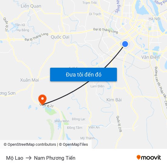 Mộ Lao to Nam Phương Tiến map
