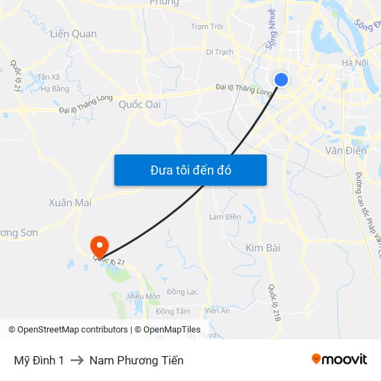 Mỹ Đình 1 to Nam Phương Tiến map