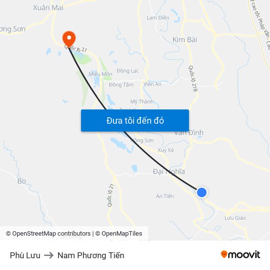 Phù Lưu to Nam Phương Tiến map