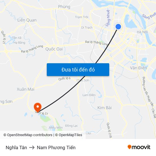 Nghĩa Tân to Nam Phương Tiến map