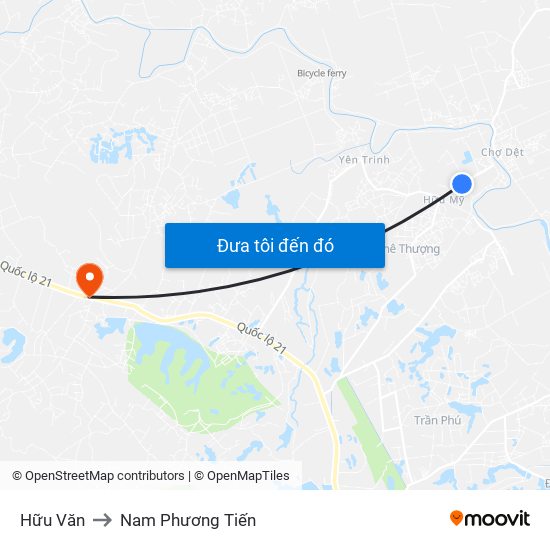 Hữu Văn to Nam Phương Tiến map