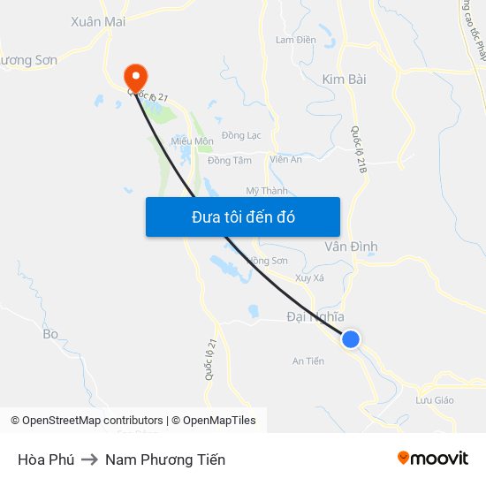 Hòa Phú to Nam Phương Tiến map