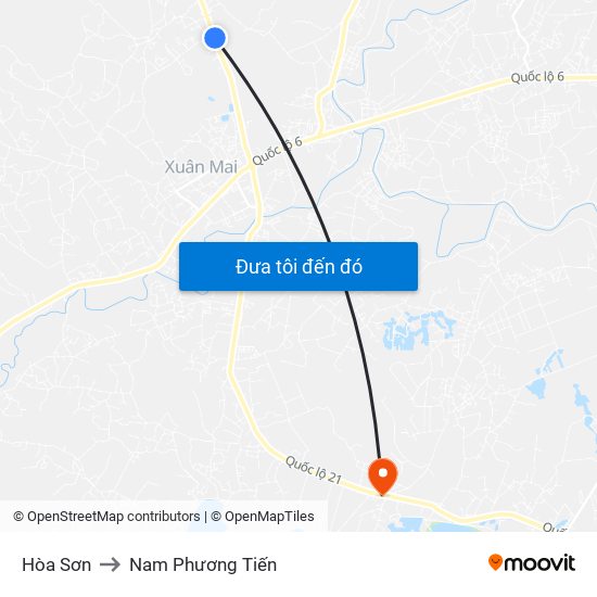 Hòa Sơn to Nam Phương Tiến map