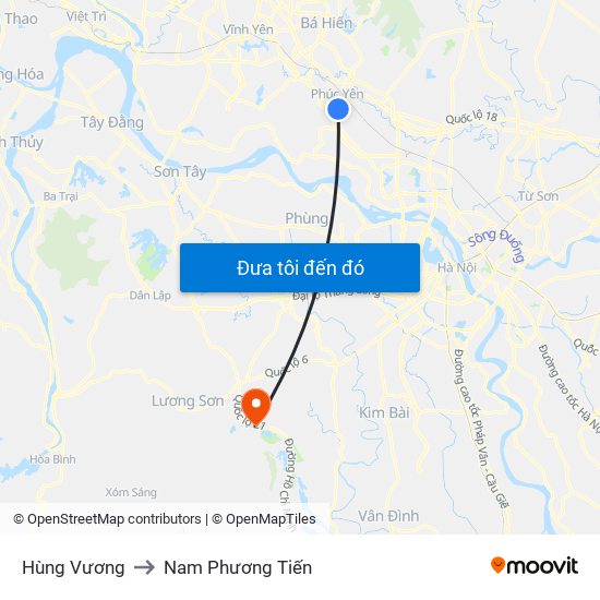 Hùng Vương to Nam Phương Tiến map
