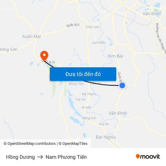 Hồng Dương to Nam Phương Tiến map