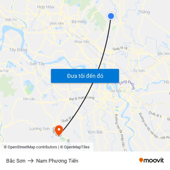 Bắc Sơn to Nam Phương Tiến map