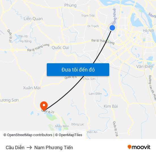 Cầu Diễn to Nam Phương Tiến map