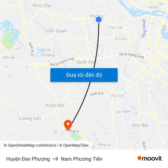 Huyện Đan Phượng to Nam Phương Tiến map