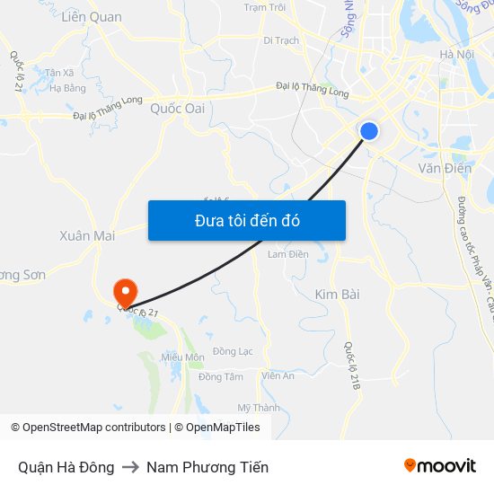 Quận Hà Đông to Nam Phương Tiến map