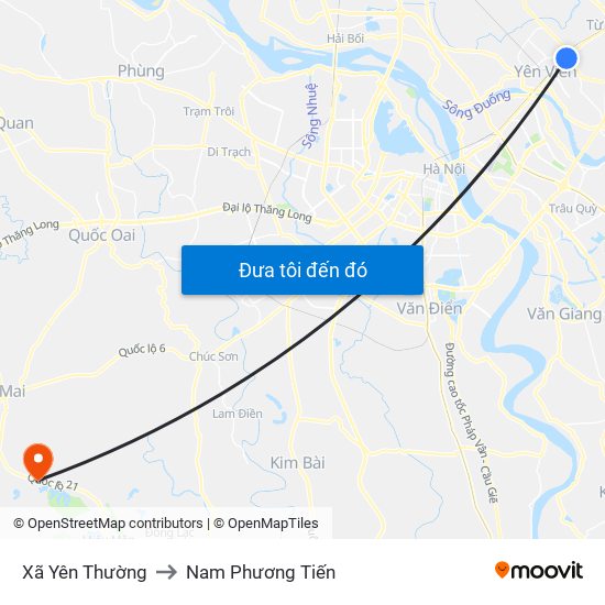 Xã Yên Thường to Nam Phương Tiến map