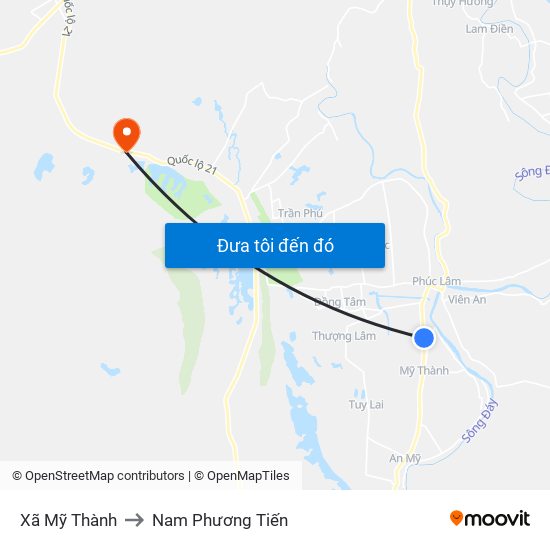 Xã Mỹ Thành to Nam Phương Tiến map