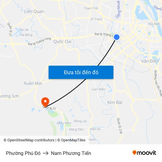 Phường Phú Đô to Nam Phương Tiến map