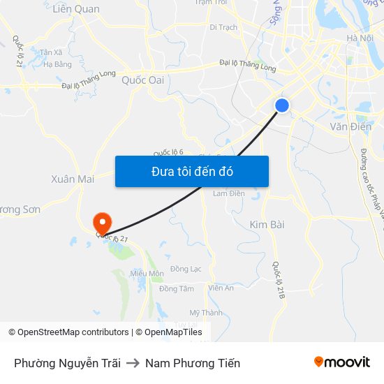 Phường Nguyễn Trãi to Nam Phương Tiến map