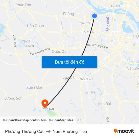 Phường Thượng Cát to Nam Phương Tiến map