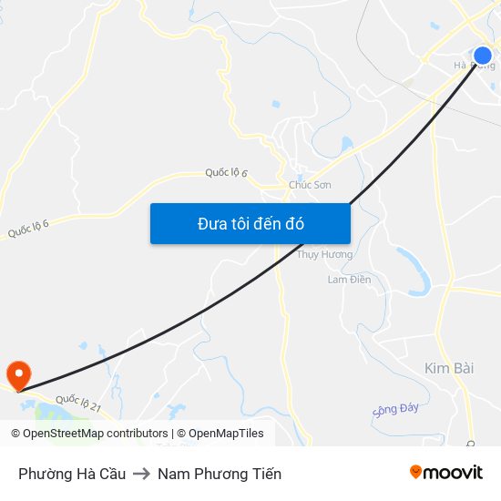 Phường Hà Cầu to Nam Phương Tiến map
