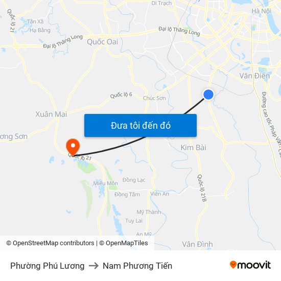 Phường Phú Lương to Nam Phương Tiến map