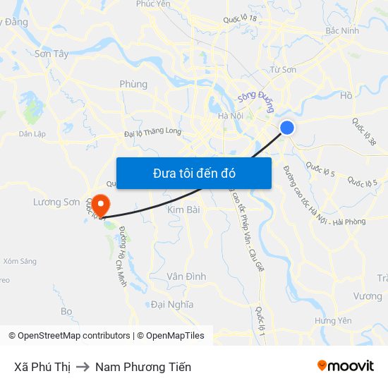 Xã Phú Thị to Nam Phương Tiến map