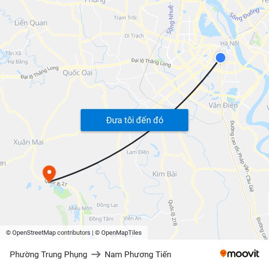 Phường Trung Phụng to Nam Phương Tiến map