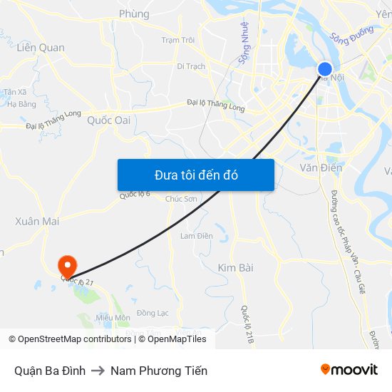 Quận Ba Đình to Nam Phương Tiến map