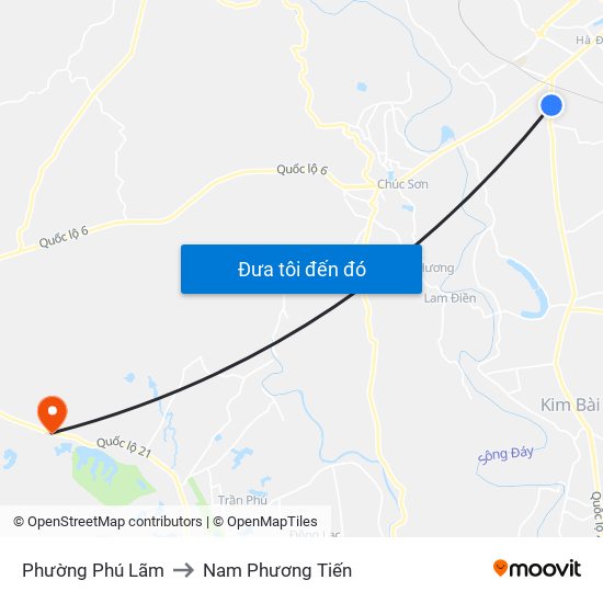 Phường Phú Lãm to Nam Phương Tiến map