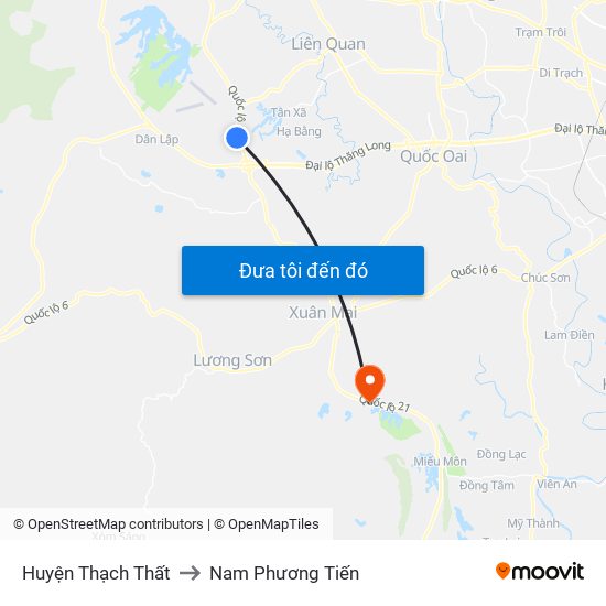 Huyện Thạch Thất to Nam Phương Tiến map