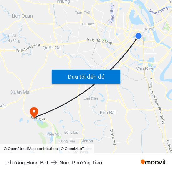 Phường Hàng Bột to Nam Phương Tiến map