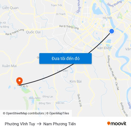 Phường Vĩnh Tuy to Nam Phương Tiến map