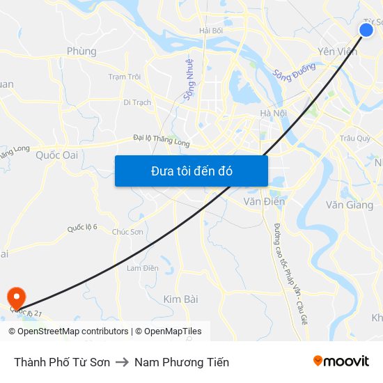 Thành Phố Từ Sơn to Nam Phương Tiến map
