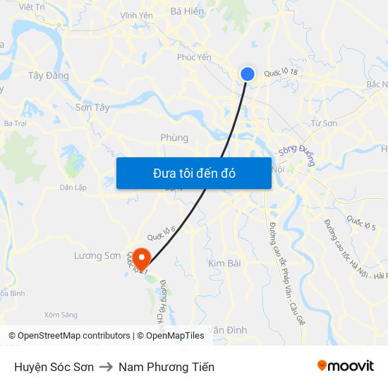 Huyện Sóc Sơn to Nam Phương Tiến map