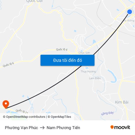 Phường Vạn Phúc to Nam Phương Tiến map