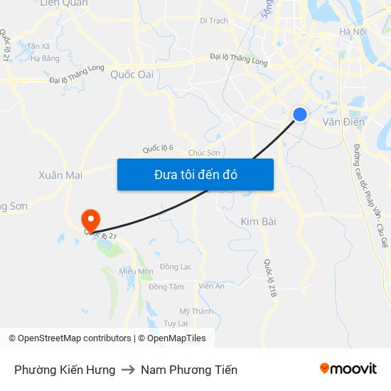 Phường Kiến Hưng to Nam Phương Tiến map