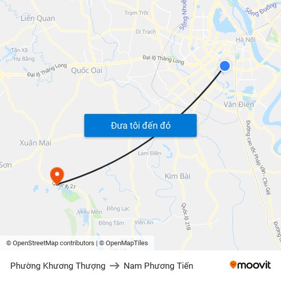 Phường Khương Thượng to Nam Phương Tiến map