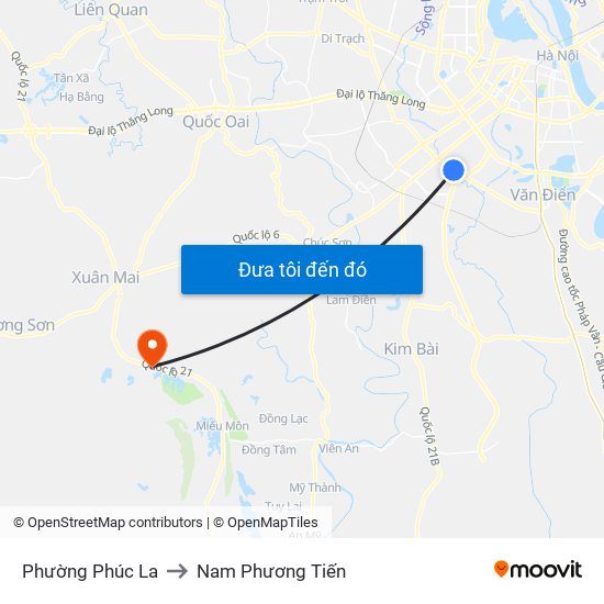 Phường Phúc La to Nam Phương Tiến map