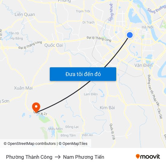 Phường Thành Công to Nam Phương Tiến map