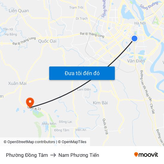 Phường Đồng Tâm to Nam Phương Tiến map