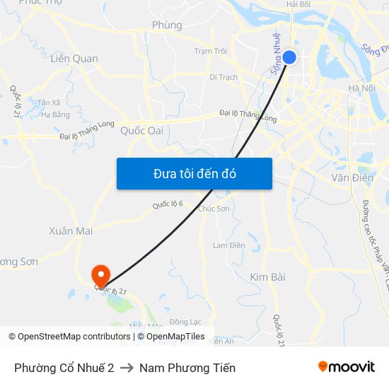 Phường Cổ Nhuế 2 to Nam Phương Tiến map