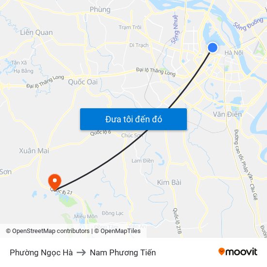 Phường Ngọc Hà to Nam Phương Tiến map