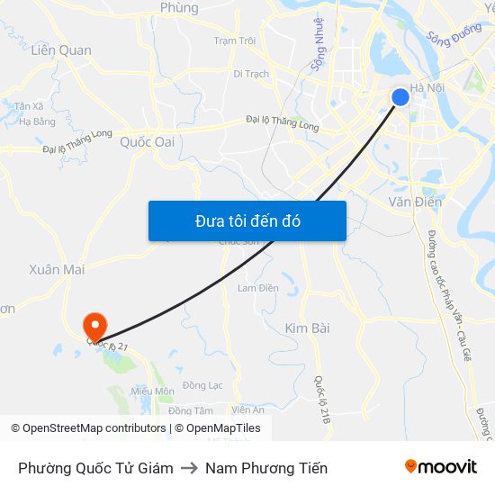 Phường Quốc Tử Giám to Nam Phương Tiến map